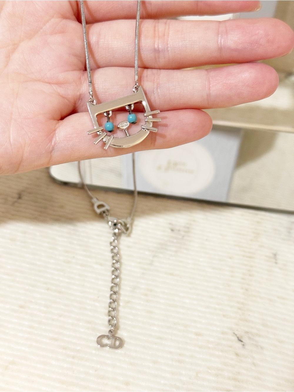 Christian Dior Silver Cat Pendant Necklace 🐱 Rare Vintage Find - Picture 7 of 15